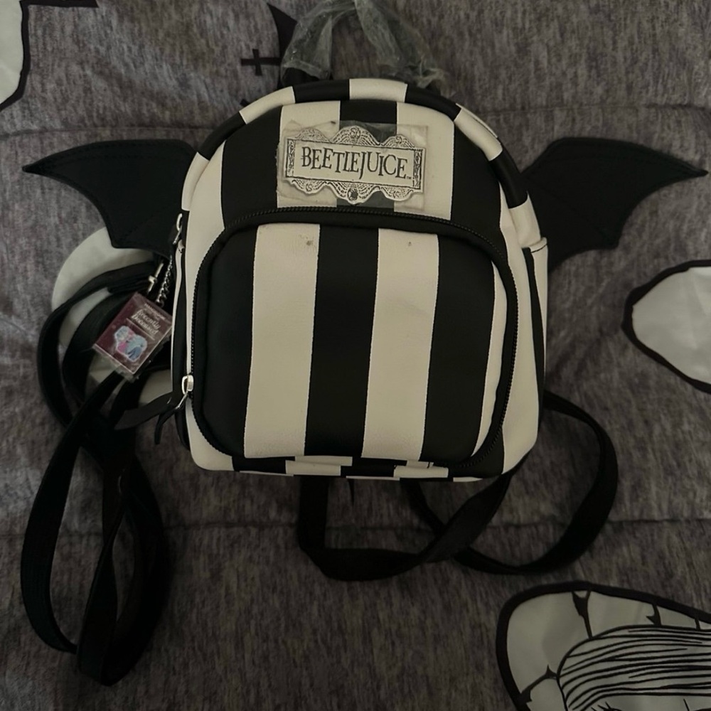 Beetlejuice Striped Mini Backpack